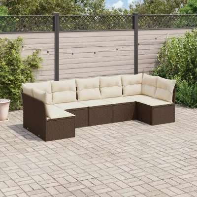 VIDAXL Salon de jardin modulable resine tressee marron 7 pieces 62 x 62 x 69 cm 7 personnes