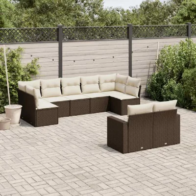 VIDAXL Salon de jardin modulable resine tressee marron 9 pieces x 65.5 x 69 9 personnes