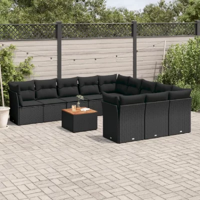 VIDAXL Salon de jardin modulable resine tressee noir 11 personnes 62 x 62 x 69 cm 12 pieces