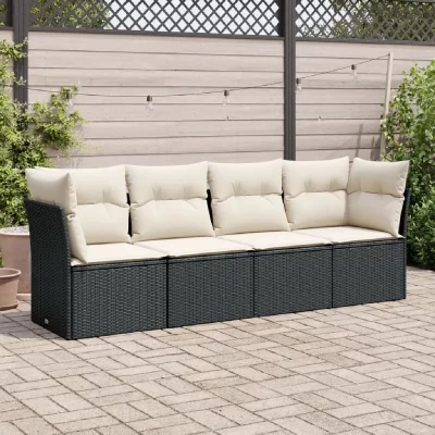 VIDAXL Salon de jardin modulable resine tressee noir 4 pieces x 234 x 69 4 personnes 
