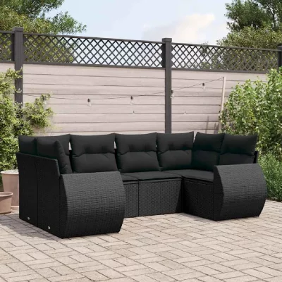 VIDAXL Salon de jardin modulable resine tressee noir 6 pieces 62.0 x 62 x 69 6 personnes