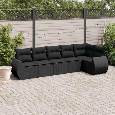 VIDAXL Salon de jardin modulable resine tressee noir 6 pieces x 71 x 69 6 personnes