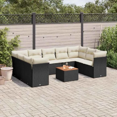 VIDAXL Salon de jardin modulable rotin 10 pieces 2 personnes 62 x 62 x 69 cm noir