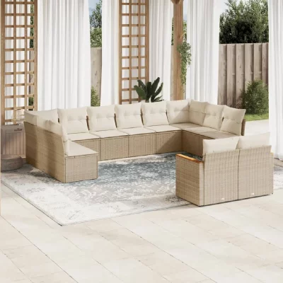 VIDAXL Salon de jardin modulable rotin 12 personnes 12 pieces 62 x 62 x 69 cm beige