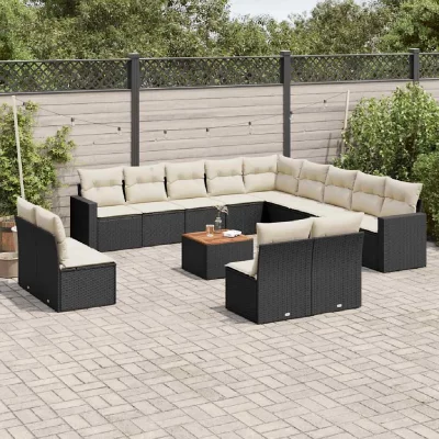 VIDAXL Salon de jardin modulable rotin 12 personnes 14 pieces 62 x 62 x 69 cm noir
