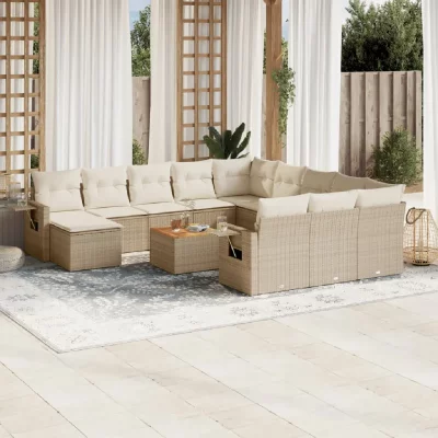 VIDAXL Salon de jardin modulable rotin 13 pieces beige 62 x 62 x 69 cm