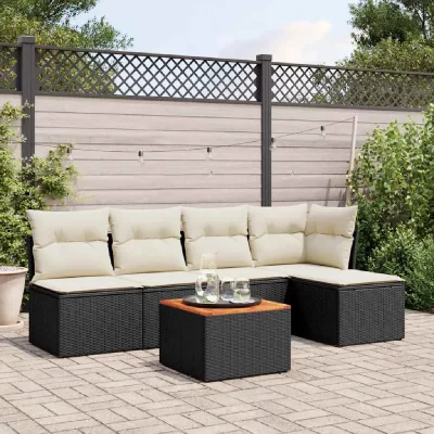 VIDAXL Salon de jardin modulable rotin 5 personnes noir 62 x 62 x 69 cm 6 pieces