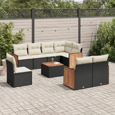 VIDAXL Salon de jardin modulable rotin 8 personnes 9 pieces 62 x 62 x 69 cm noir