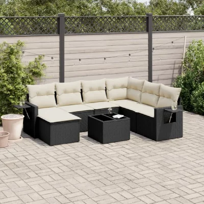 VIDAXL Salon de jardin modulable rotin 8 pieces noir 62 x 55 x 69 cm 7 personnes