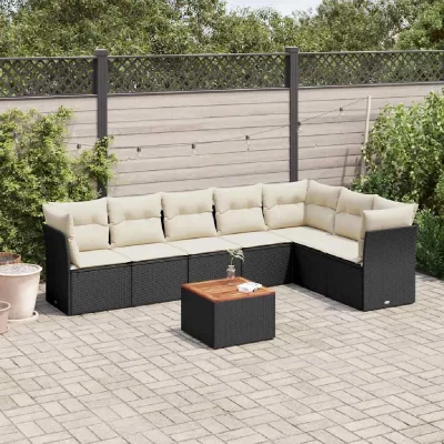 VIDAXL Salon de jardin modulable rotin 8 pieces noir 62 x 62 x 69 cm 2 personnes