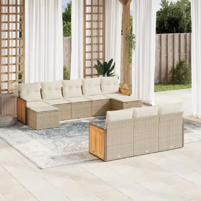 VIDAXL Salon de jardin modulable rotin beige 10 pieces x 59 x 69 10 personnes