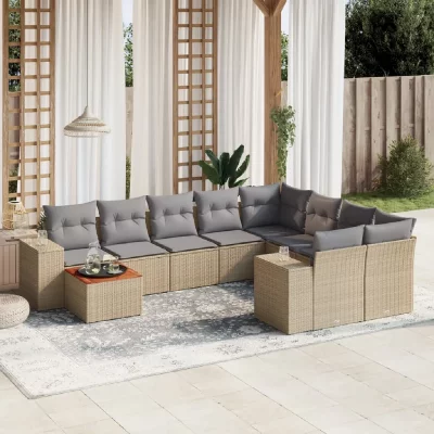 VIDAXL Salon de jardin modulable rotin beige 10 pieces x 83 x 69 9 personnes