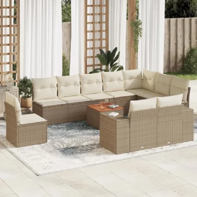 VIDAXL Salon de jardin modulable rotin beige 11 pieces 62 x 62 x 69 cm