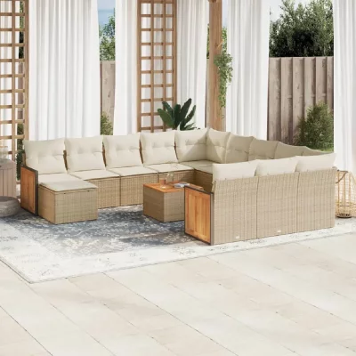 VIDAXL Salon de jardin modulable rotin beige 12 personnes 62 x 62 x 69 cm 13 pieces