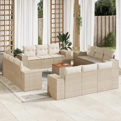 VIDAXL Salon de jardin modulable rotin beige 13 pieces x 83 x 69 12 personnes