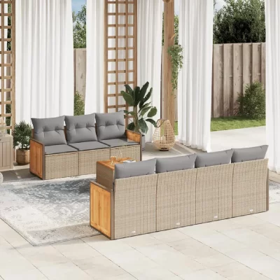VIDAXL Salon de jardin modulable rotin beige 8 pieces x 59 x 69 7 personnes