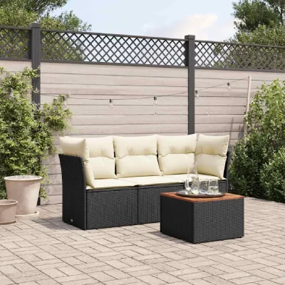 VIDAXL Salon de jardin modulable rotin noir 3 personnes 62 x 62 x 69 cm 4 pieces