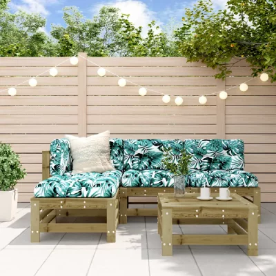 VIDAXL Salon de jardin modulable  bois bois 5 pieces x 63.5 x 60 4 personnes 