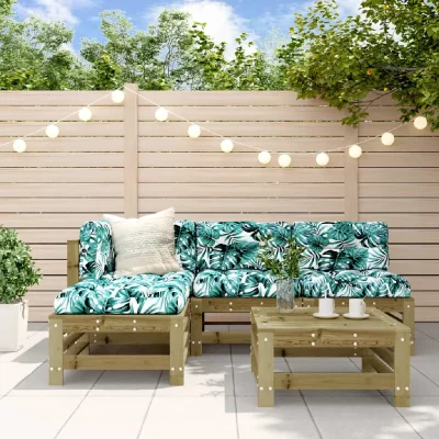 VIDAXL Salon de jardin modulable  bois bois 5 pieces x 63.5 x 60 5 personnes 