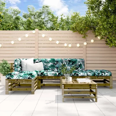 VIDAXL Salon de jardin modulable  bois bois 6 pieces x 63.5 x 60 6 personnes 
