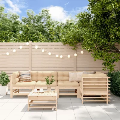 VIDAXL Salon de jardin modulable  bois massif bois 6 pieces 5 personnes