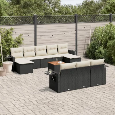 VIDAXL Salon de jardin modulable  noir 11 pieces 10 personnes 62 x 55 x 69 resine tressee