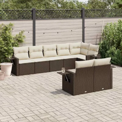 VIDAXL Salon de jardin modulable  resine tressee marron 8 pieces 8 personnes