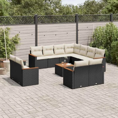VIDAXL Salon de jardin modulable  resine tressee noir 12 pieces 62.0 x 62 x 69 11 personnes
