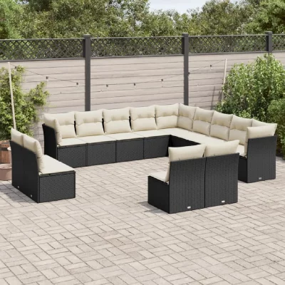 VIDAXL Salon de jardin modulable  resine tressee noir 13 pieces 55.0 x 62 x 69