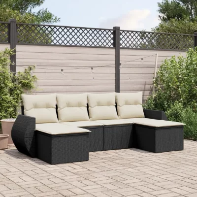 VIDAXL Salon de jardin modulable  resine tressee noir 6 pieces x 71 x 69 6 personnes