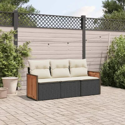 VIDAXL Salon de jardin modulable  rotin 3 personnes 3 pieces