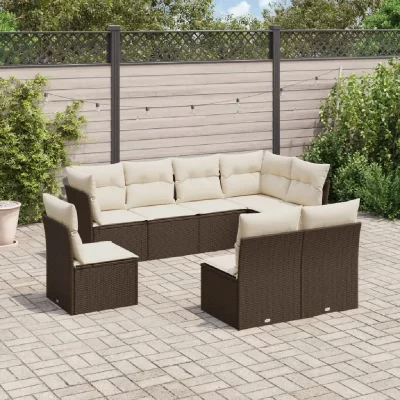 VIDAXL Salon de jardin modulable  rotin marron 8 pieces 8 personnes