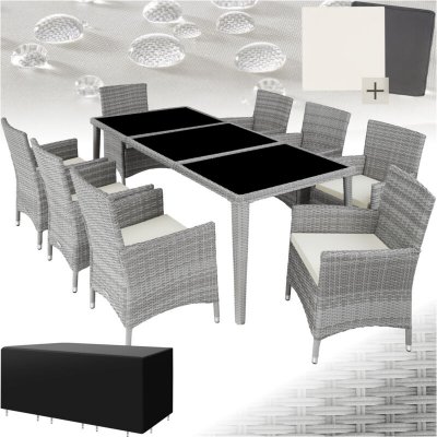TECTAKE Salon de jardin MONACO 8 places avec 2 sets de housses