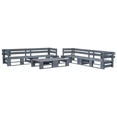 VIDAXL Salon de jardin palette 6 pcs Bois Gris  - Gris