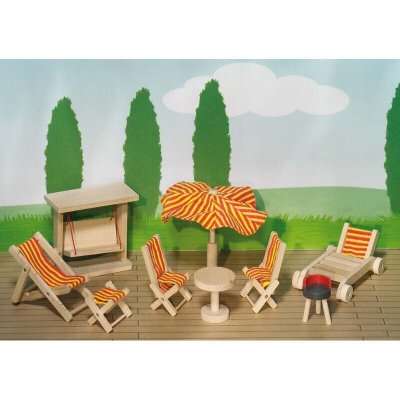 GOKI Salon de jardin pour maison de poup&eacute;es