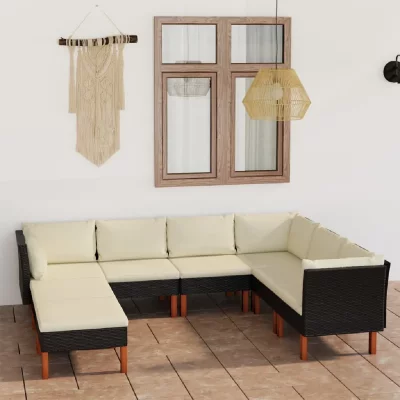 VIDAXL Salon de jardin resine tressee noir 8 pieces x 60.5 x 67 8 personnes