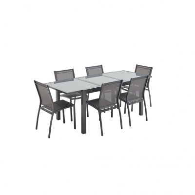 SWEEEK Salon De Jardin Table Extensible - Orlando Gris Taupe - Table En Aluminium 150/210 Cm. Plateau De