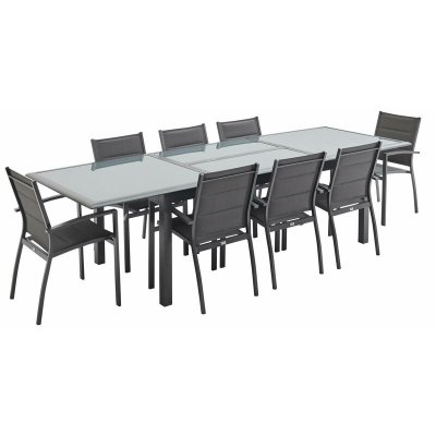 SWEEEK Salon De Jardin Table Extensible - Philadelphie Gris Anthracite - Table En Aluminium 200/300 Cm