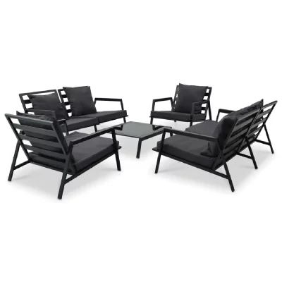 VIDAXL Salon de jardin urbain 6 places avec coussins en aluminium gris fonc&eacute;