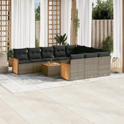 VIDAXL Salon de jardin  11 pi&egrave;ces avec coussins - Gris