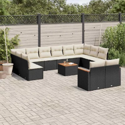 VIDAXL Salon de jardin  13 pcs - R&eacute;sine tress&eacute;e noire