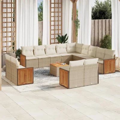 VIDAXL Salon de jardin  - 14 pi&egrave;ces - Beige