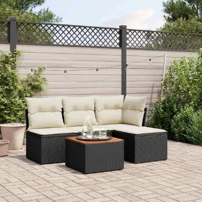 VIDAXL Salon de jardin  5 pi&egrave;ces noir