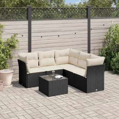 VIDAXL Salon de jardin  6 pcs avec coussins noir r&eacute;sine tress&eacute;e