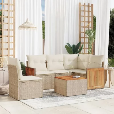 VIDAXL Salon de jardin  - 6 pcs - Coussins beiges