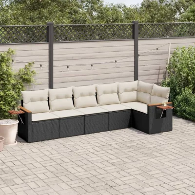 VIDAXL Salon de jardin  - 6 pcs - Coussins noirs