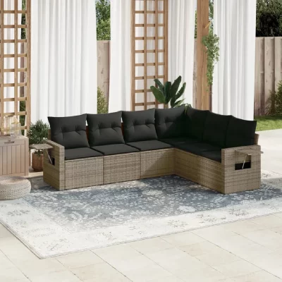 VIDAXL Salon de jardin  6 pcs - R&eacute;sine tress&eacute;e grise