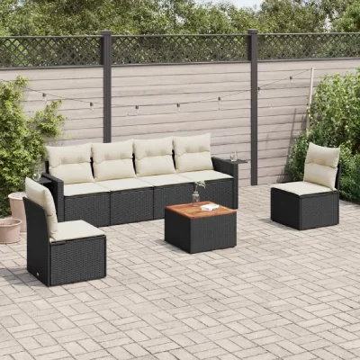 VIDAXL Salon de jardin  7 pcs - Noir