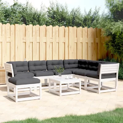 VIDAXL Salon de jardin  7 pi&egrave;ces - Blanc