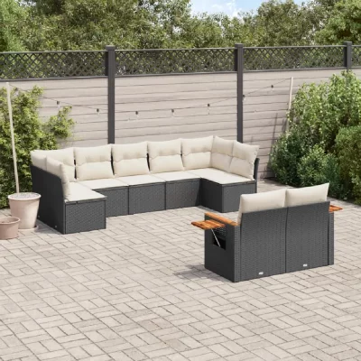 VIDAXL Salon de jardin  9 pi&egrave;ces - Noir
